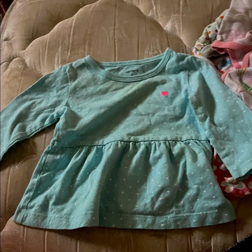 Carter's Teal Polka Dot Long Sleeve Tee